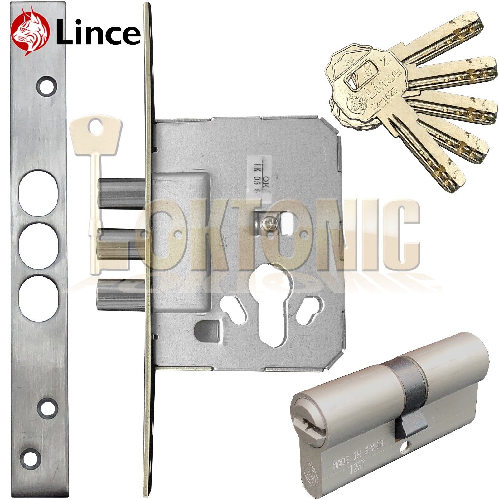 Lince 3 BOLT Mortice High Security Euro Dead Lock Case With 5 Secure Dimple Keys