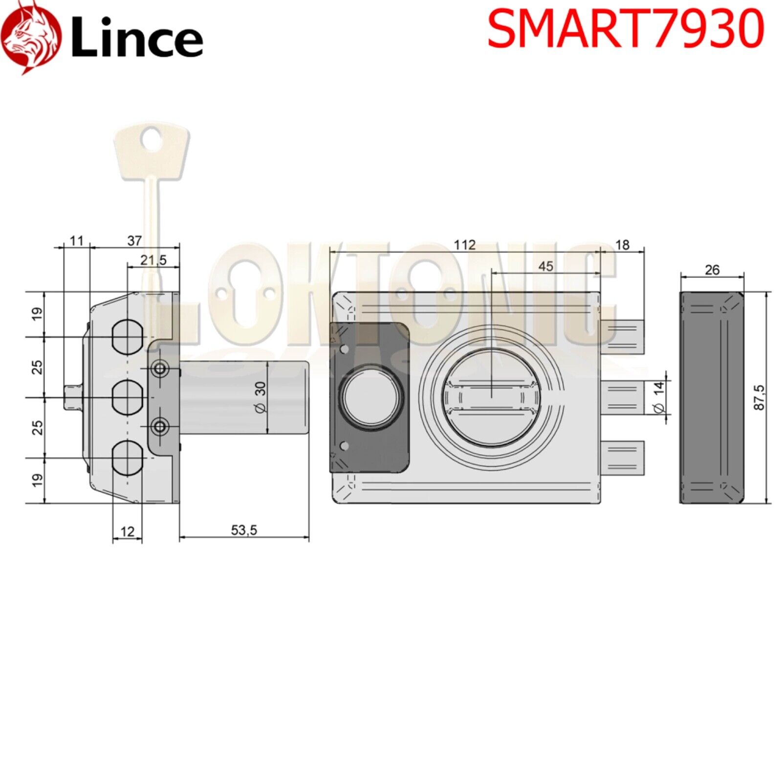 Lince Smart 7930 Rim Door Lock High Security Sliding Dead Bolt Built-In Alarm - Image 6