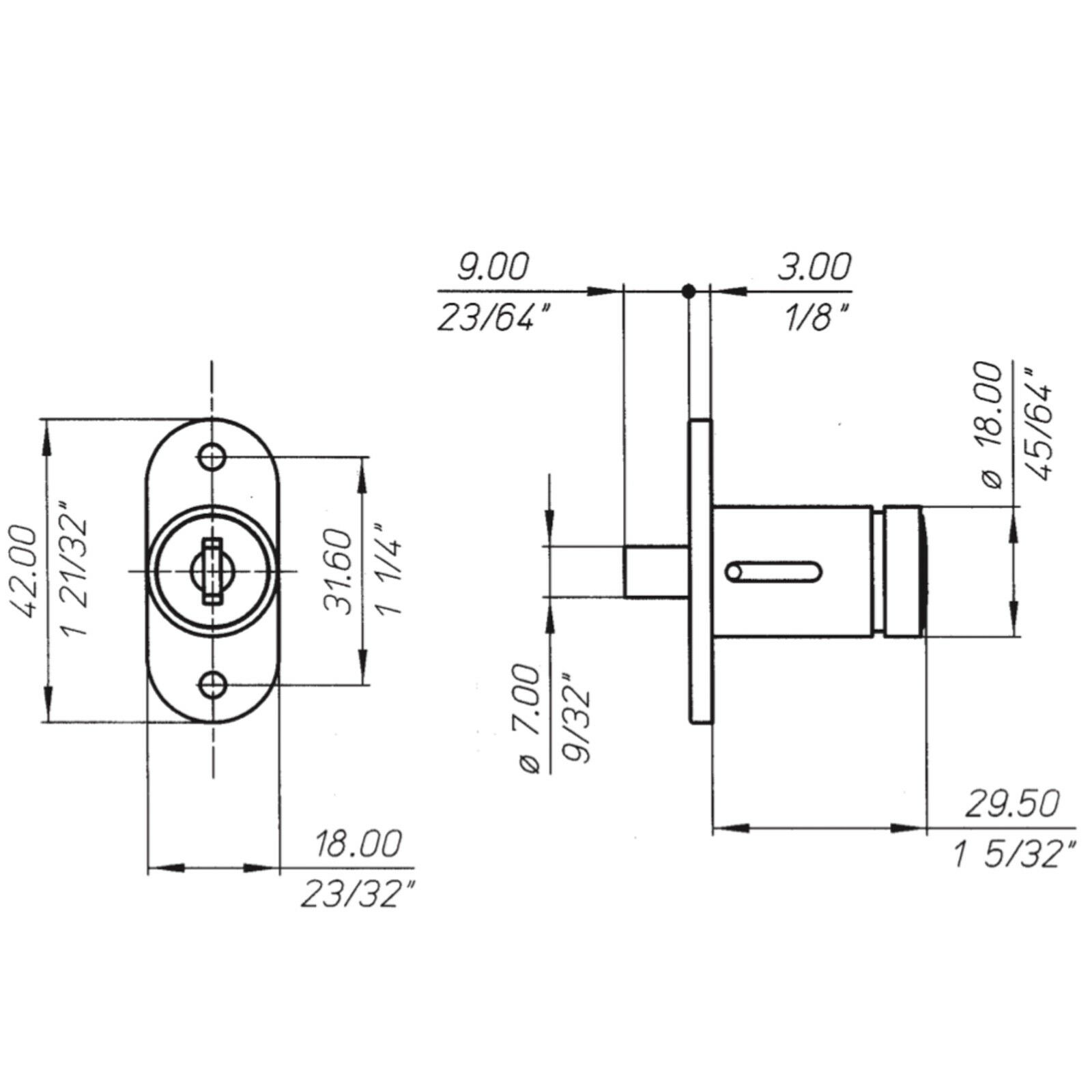 Meroni ME2667 Pedestal Sliding Cabinet Plunger Office Furniture Cupboard Lock - Image 4