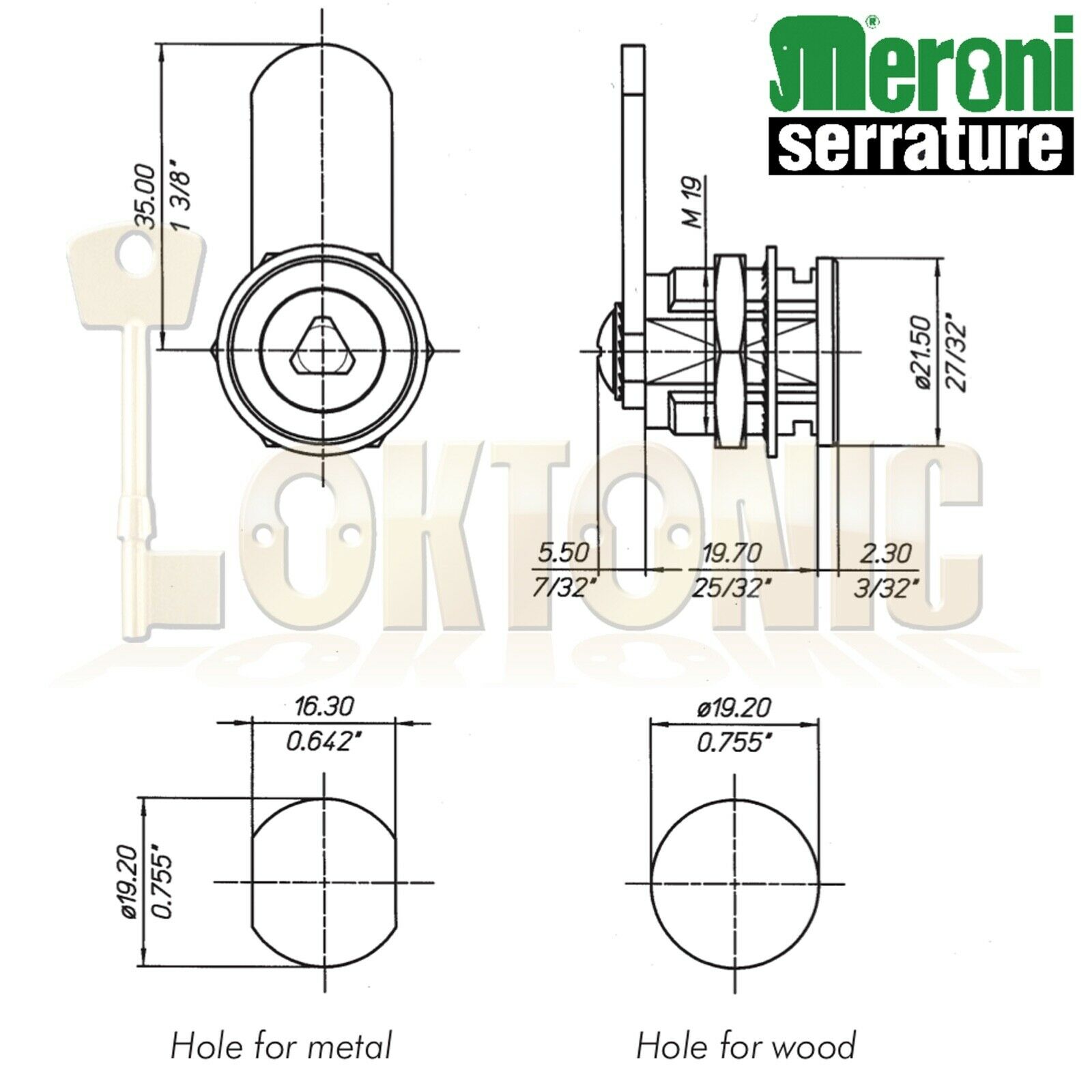 Meroni Triangle Cam lock Locker Lock Mail Box Furniture Made In Italy - Image 6