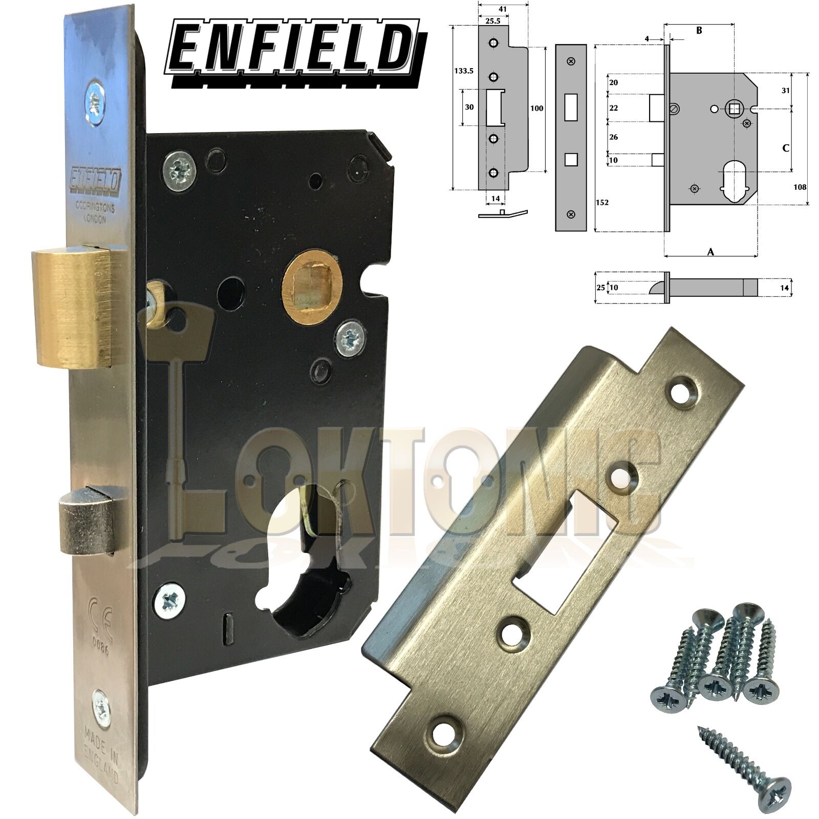 Enfield 63mm Dual Profile Euro Oval Cylinder Mortice Night Latch Anti-Thrust - Image 7