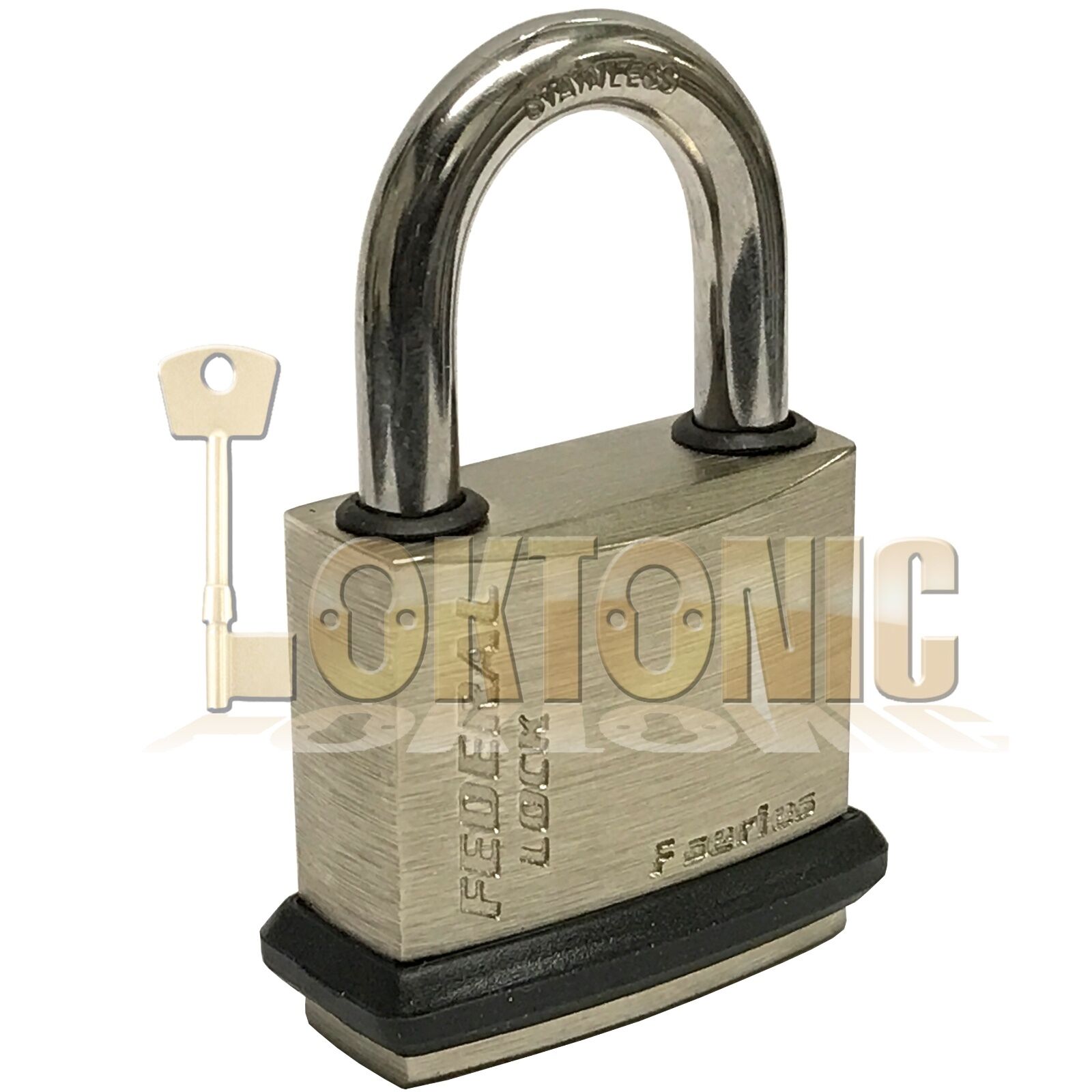 Federal Weather Resistant Waterproof Stainless Steel Shackle Brass Padlock NPS - Image 3