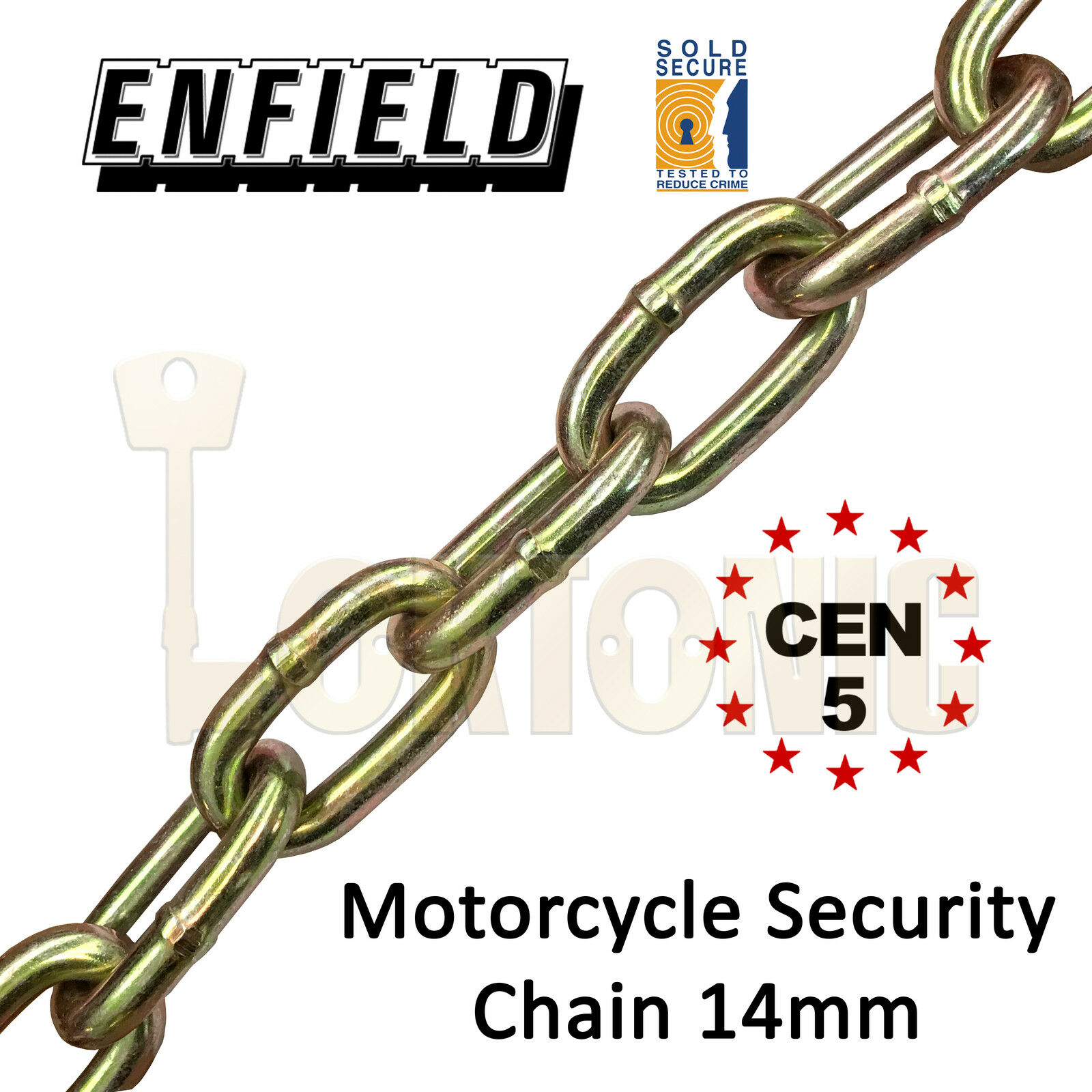 Enfield Motorcycle CEN 5 14mm Through Hardened Security Sold Secure Bike Chain - Image 3