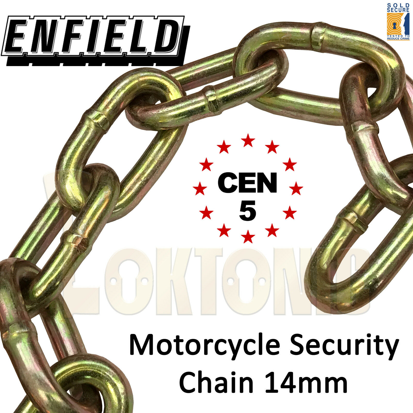 Enfield Motorcycle CEN 5 14mm Through Hardened Security Sold Secure Bike Chain