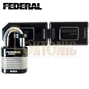 FEDERAL HIGH SECURITY VAN SHED GATE HASP STAPLE AND PADLOCK COMBO FD1075 FD8103