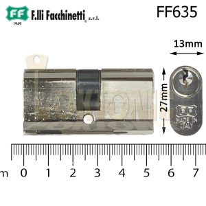 Facchinetti Small Double Oval 53mm Polished Chrome Cylinder Lock Barrel