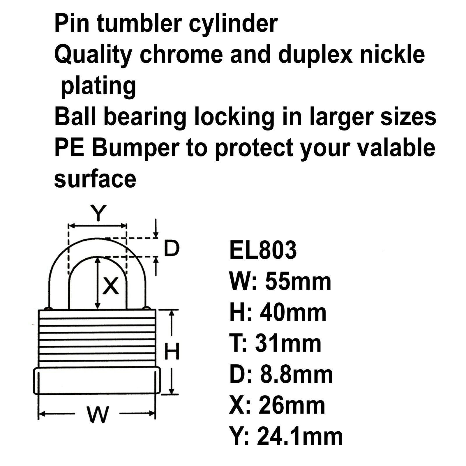 Federal High Security Weather Resistant Waterproof Shed Steel Padlock EL803 - Image 3