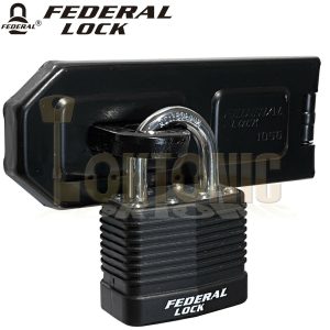 Federal Medium Security Weather Protected Padlock + Hasp Combo Shed Gate Garage