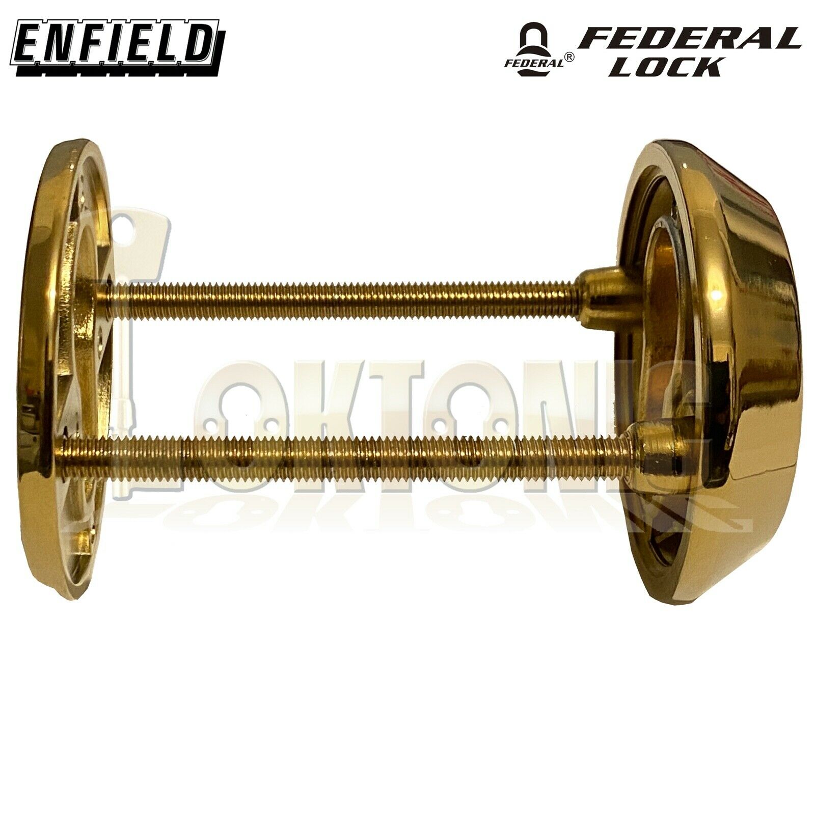 Federal Security Tough Die-Cast Steel Bolt Through Euro Escutcheons Polish Brass - Image 4