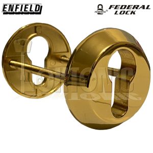 Federal Security Tough Die-Cast Steel Bolt Through Euro Escutcheons Polish Brass