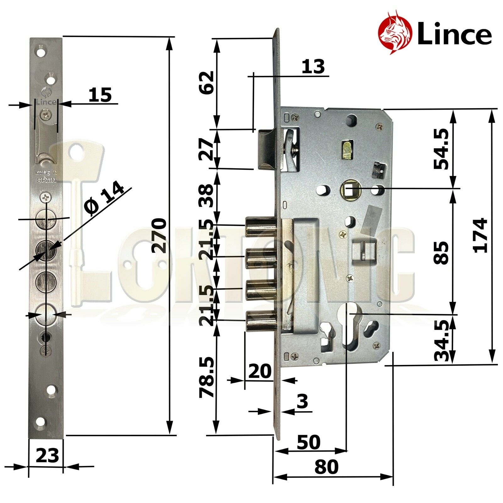 Lince 4 BOLT High Security Mortice Euro Sash Bolt Lock Case 5 Secure Dimple Keys - Image 4