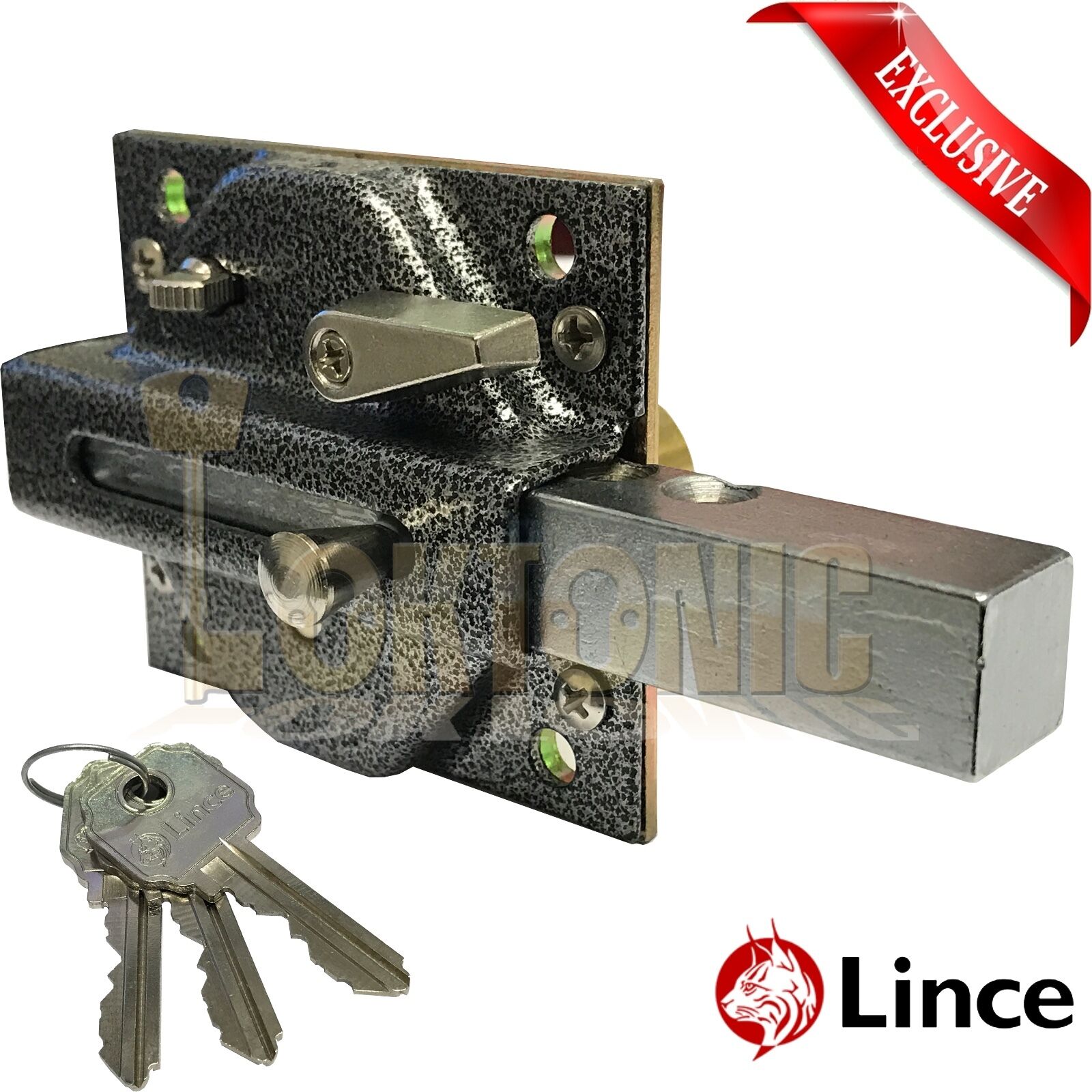 Lince Black Lock High Security Heavy Duty Garden Gate Shed Garage Sliding Bolt - Image 3