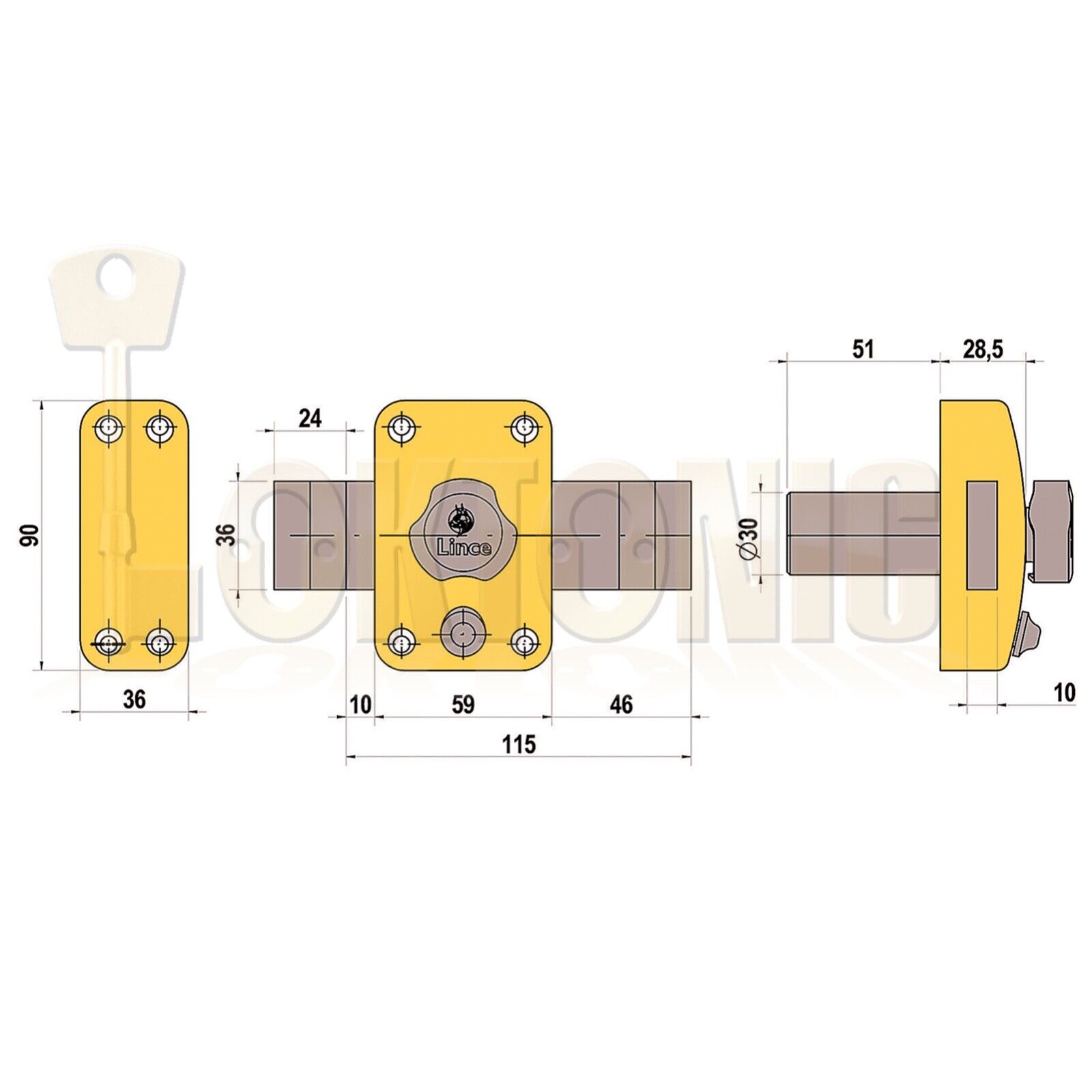 Lince Lock High Security Heavy Duty Garden Gate Shed Garage Rim Fitted Dead Bolt - Image 5