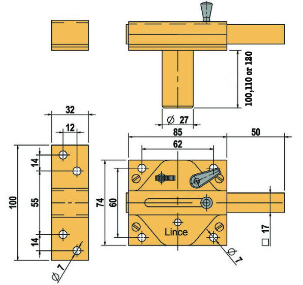 Lince Rim Lock Heavy Duty Gate Shed Sliding Bolt Suit 100-110 &120mm Thick Doors - Image 3