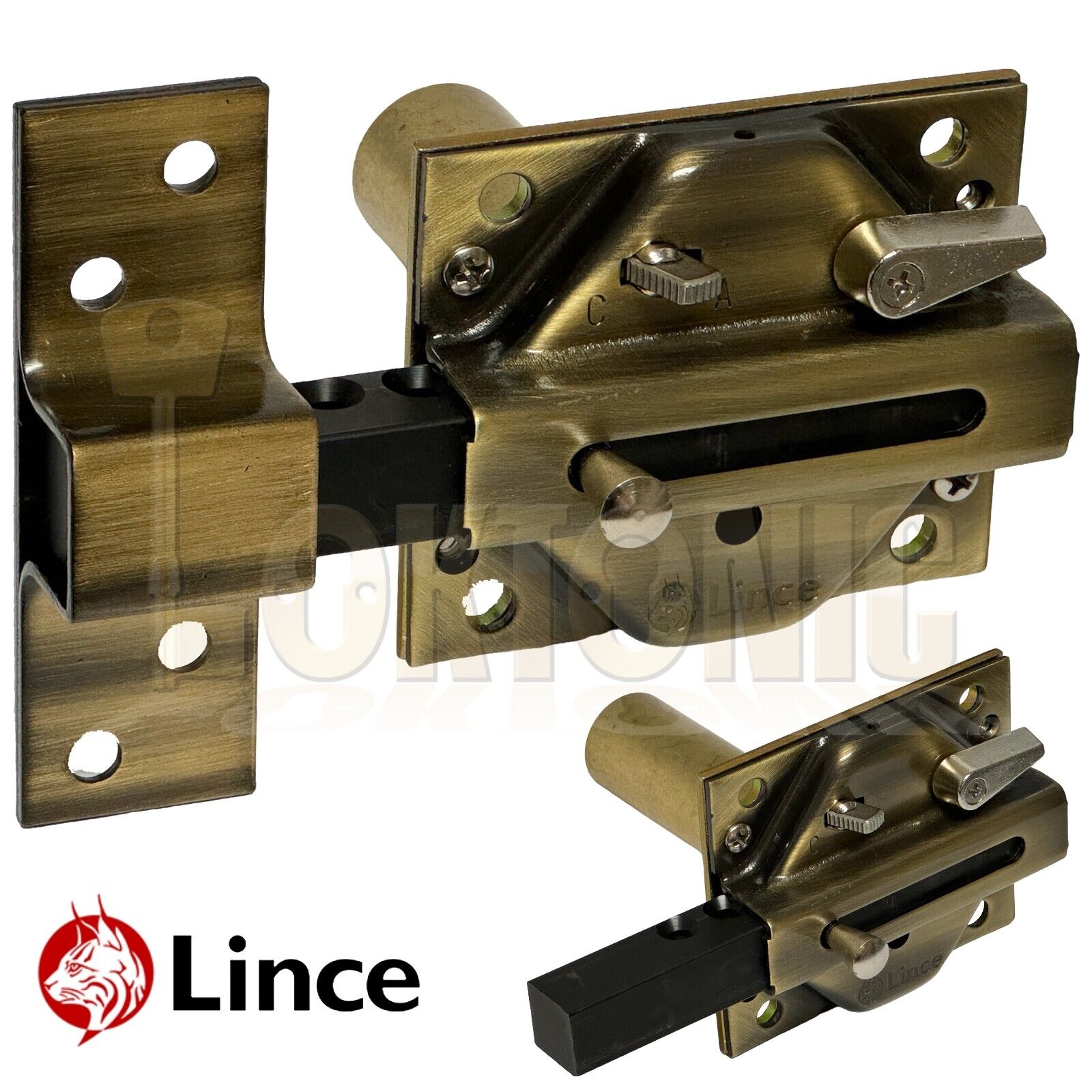 Lince Rim Lock Heavy Duty Gate Shed Sliding Bolt Suit 100-110 &120mm Thick Doors - Image 9