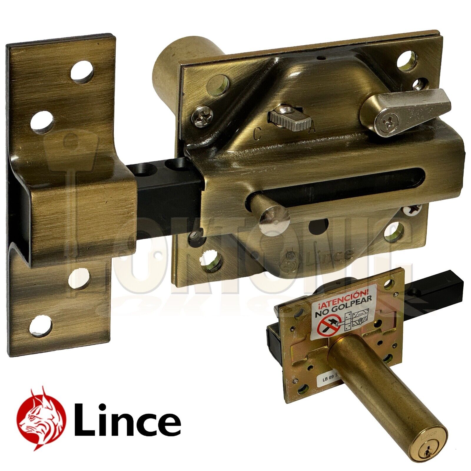 Lince Rim Lock Heavy Duty Gate Shed Sliding Bolt Suit 100-110 &120mm Thick Doors