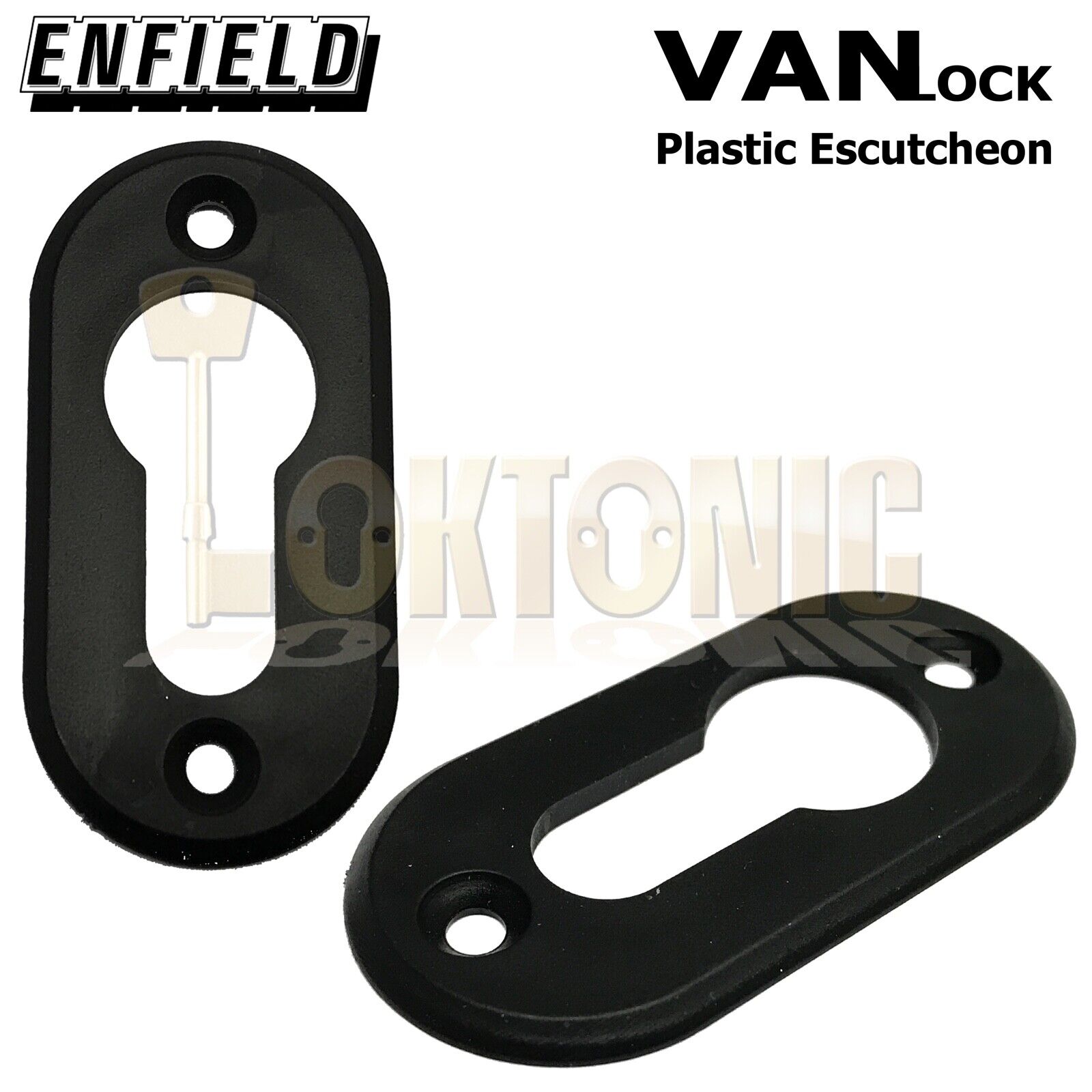 Original Enfield Black Van Doors Plastic Euro Cylinder Escutcheon Keyhole Plate - Image 3